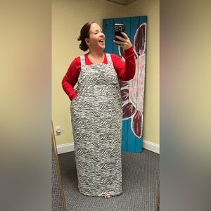 Zebra Print Overall Dress